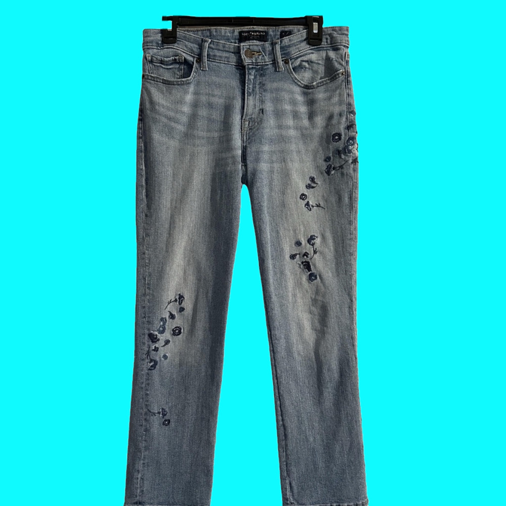 Lucky Brand Floral Embroidered Light Wash Jeans